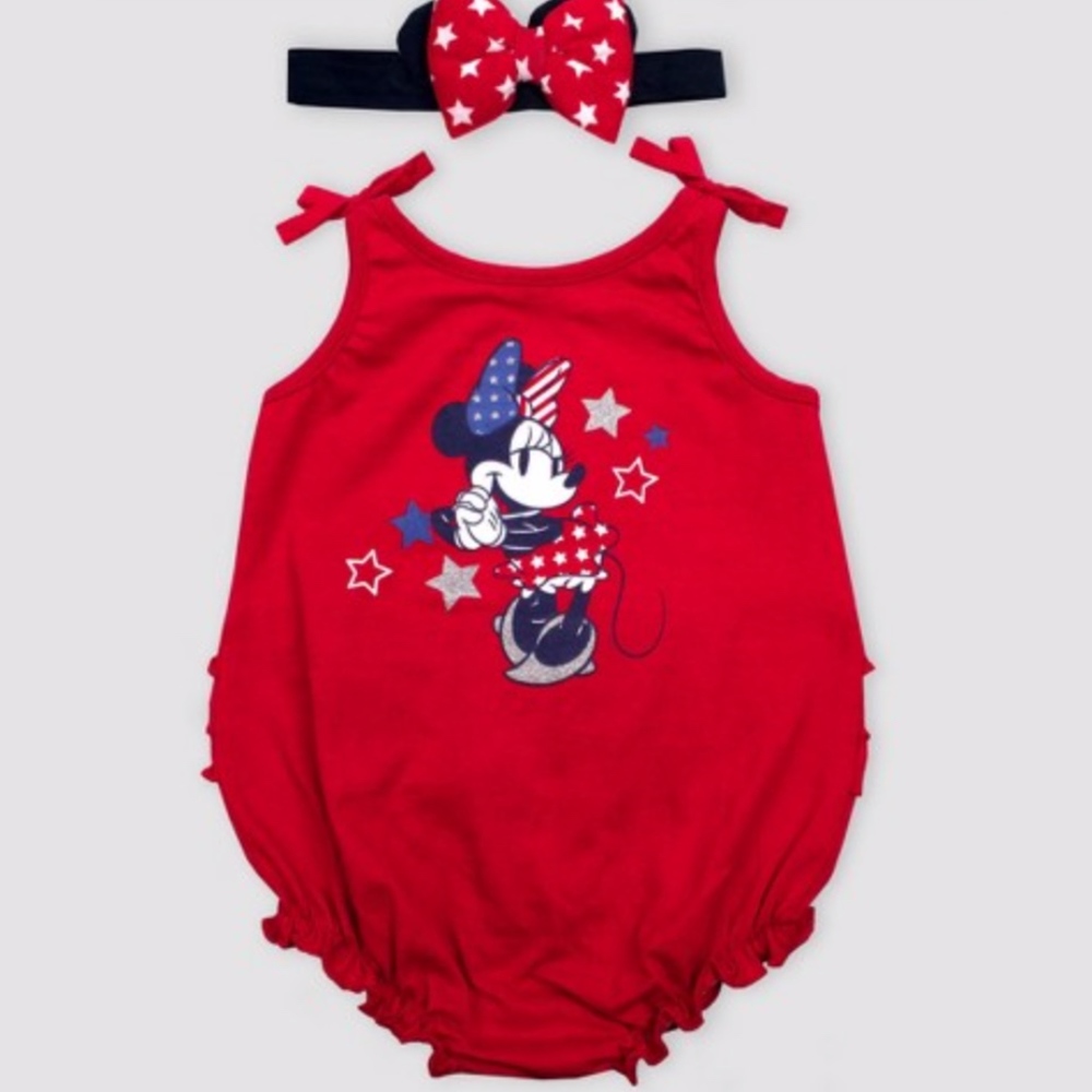 Minnie Mouse Americana Romper with Headband